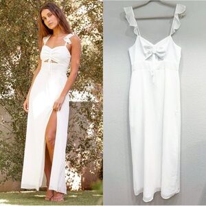 Sz M NWOT Lulus The Way to Love White Ruffled Maxi‎ Dress